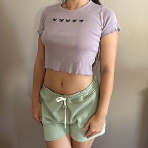 Hollister Cropped Shirt Lavender Small Baby Tee - Must Have Collection